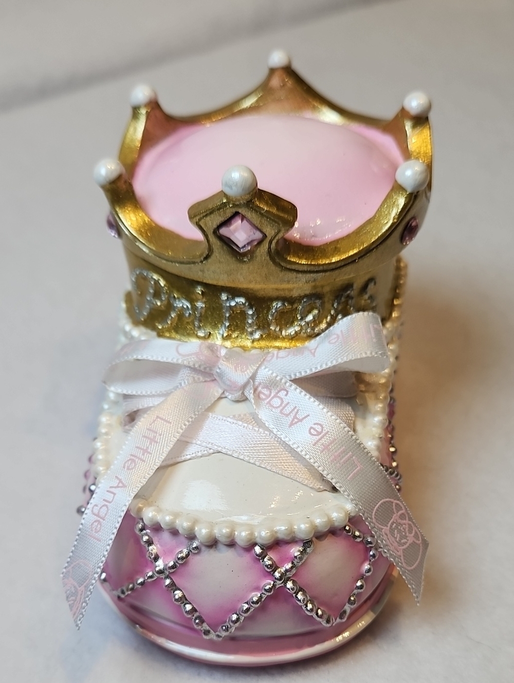 Princess Crown Pink & Gold Decorative Baby Princess Shoe Trinket Box